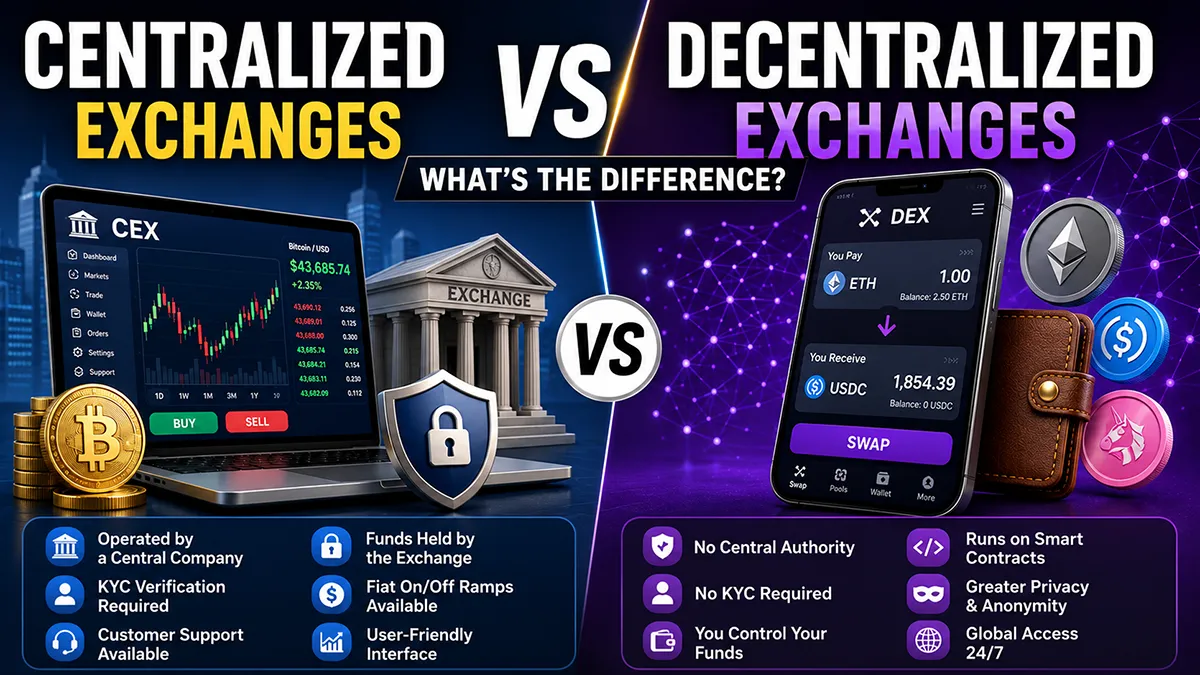 Centralized and decentralized exchanges beginner guide featured image