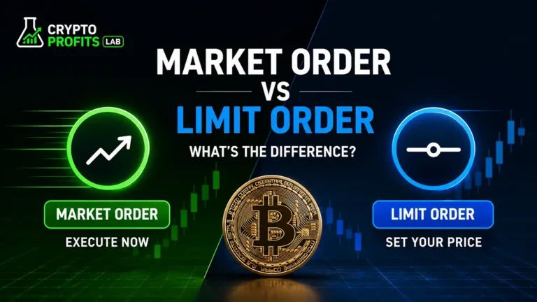 Market Order vs Limit Order Crypto beginner guide with trading chart and buy sell order comparison