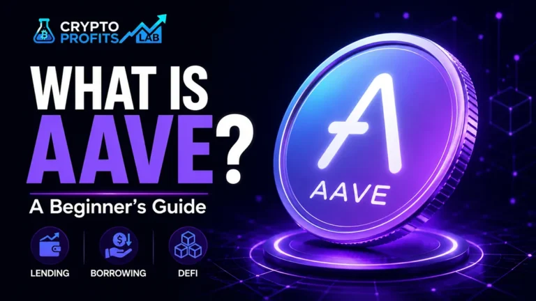 What is AAVE beginner guide with AAVE coin, lending, borrowing, and DeFi visuals