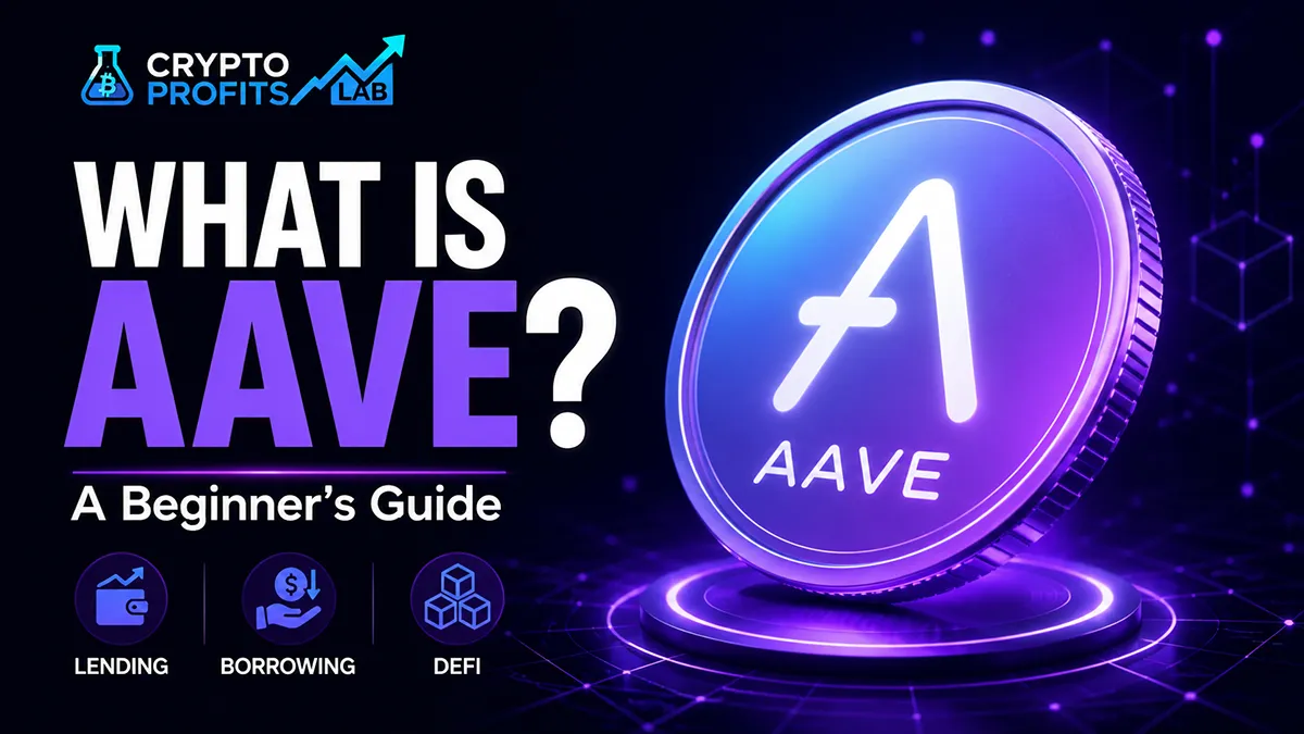 What is AAVE beginner guide with AAVE coin, lending, borrowing, and DeFi visuals