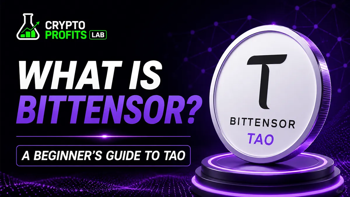 What Is Bittensor beginner guide with TAO coin graphic and decentralized AI network design