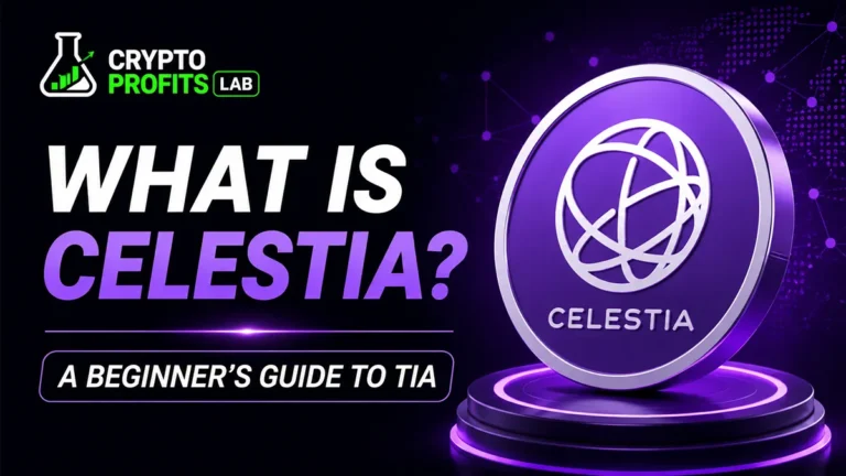 What Is Celestia beginner guide with TIA coin graphic and modular blockchain data availability design