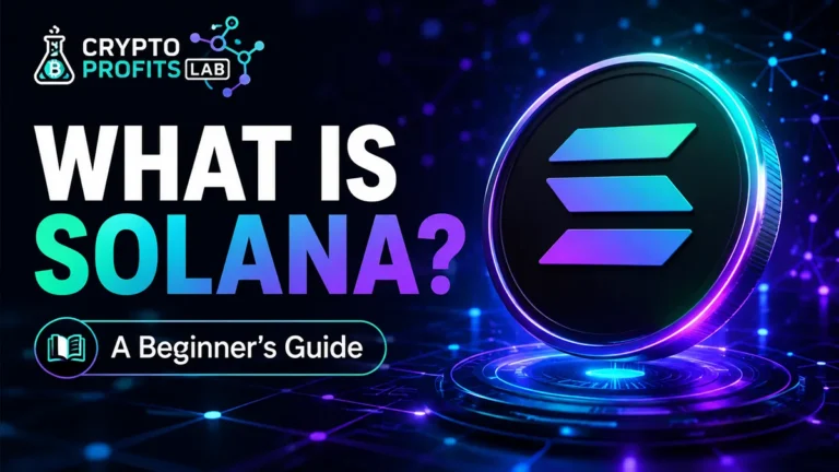 What Is Solana beginner guide with Solana logo and Crypto Profits Lab branding
