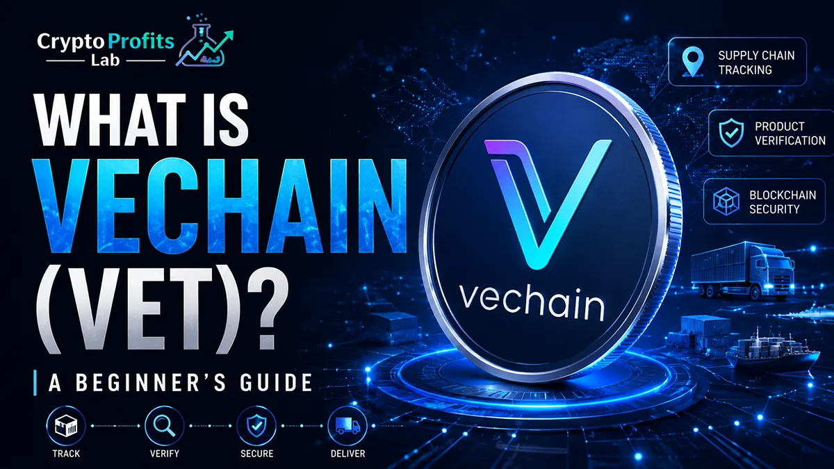What is VeChain beginner guide with VeChain VET coin, supply chain tracking, product verification, and Crypto Profits Lab branding
